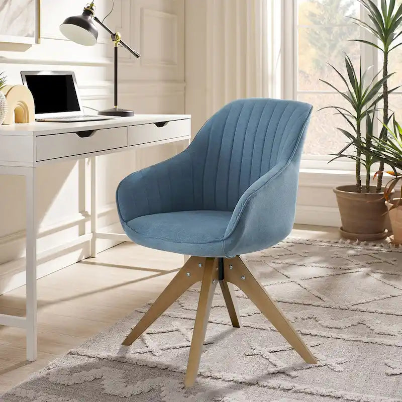 Mid-Century Modern Swivel Arm Accent Chair with Wood Legs