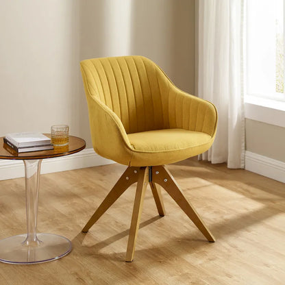 Mid-Century Modern Swivel Arm Accent Chair with Wood Legs