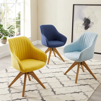 Mid-Century Modern Swivel Arm Accent Chair with Wood Legs
