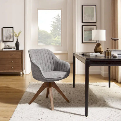 Mid-Century Modern Swivel Arm Accent Chair with Wood Legs