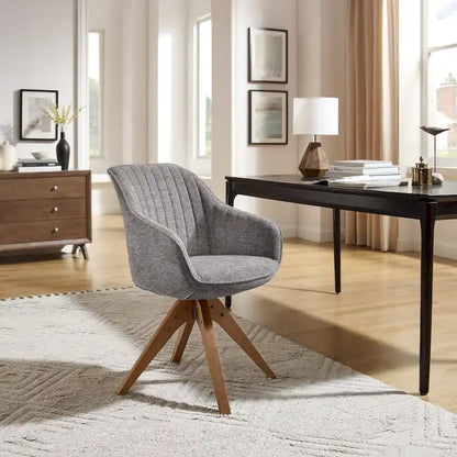 Mid-Century Modern Swivel Arm Accent Chair with Wood Legs