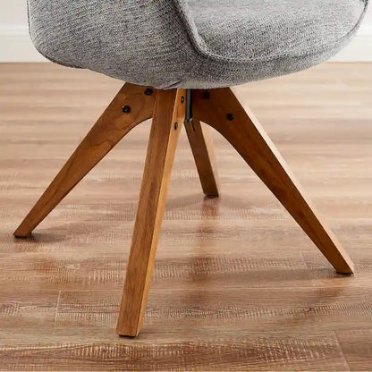 Mid-Century Modern Swivel Arm Accent Chair with Wood Legs