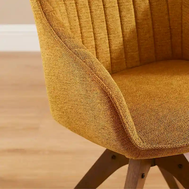 Mid-Century Modern Swivel Arm Accent Chair with Wood Legs