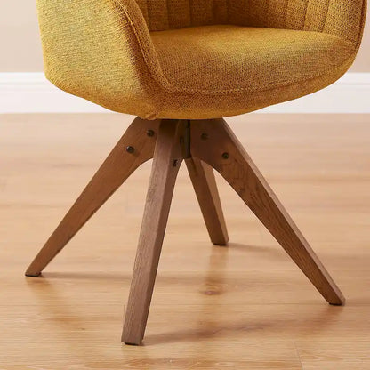 Mid-Century Modern Swivel Arm Accent Chair with Wood Legs