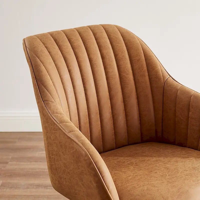 Mid-Century Modern Swivel Arm Accent Chair with Wood Legs