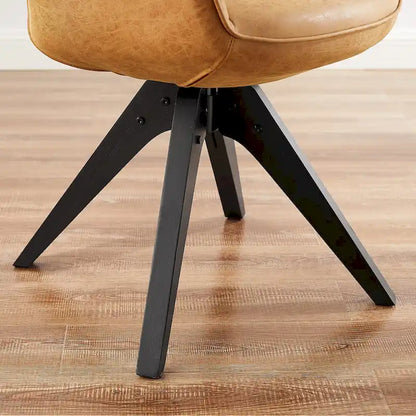 Mid-Century Modern Swivel Arm Accent Chair with Wood Legs