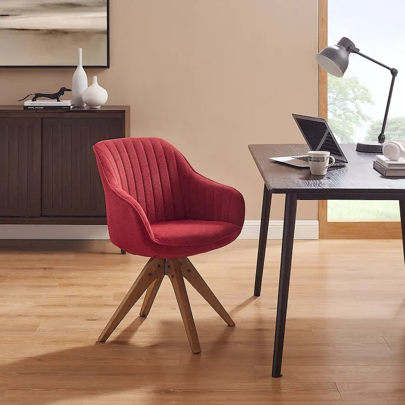 Mid-Century Modern Swivel Arm Accent Chair with Wood Legs