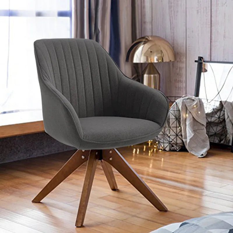 Mid-Century Modern Swivel Arm Accent Chair with Wood Legs