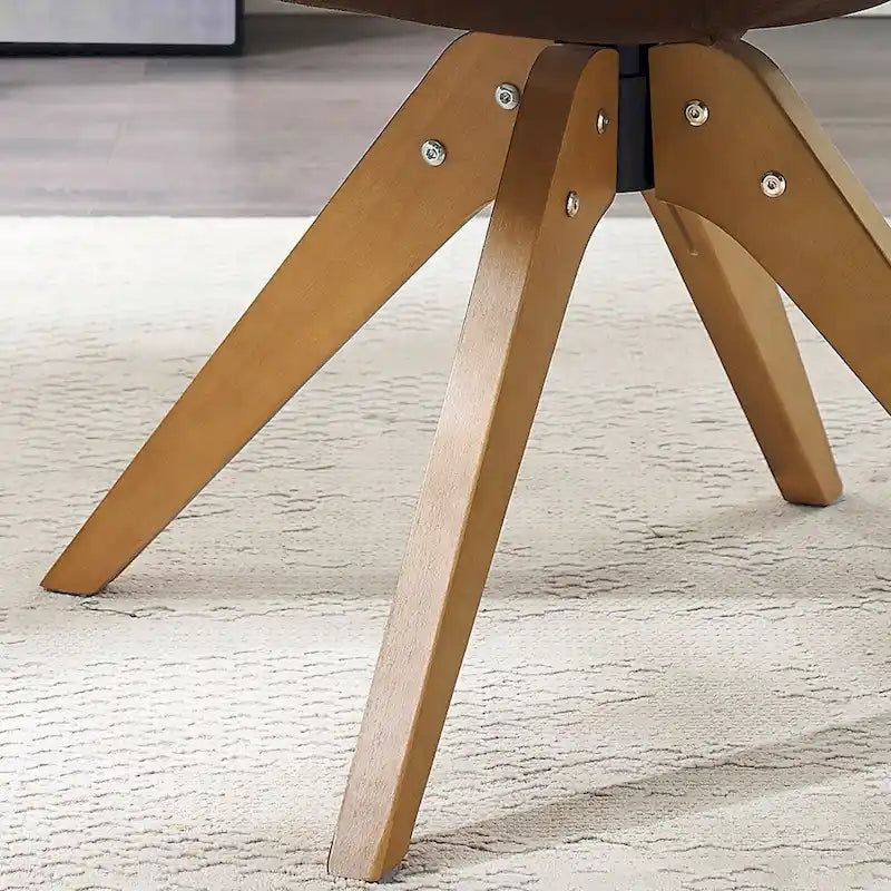 Mid-Century Modern Swivel Arm Accent Chair with Wood Legs
