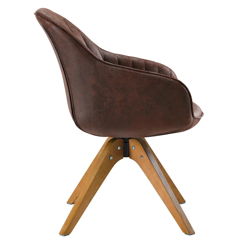 Mid-Century Modern Swivel Arm Accent Chair with Wood Legs