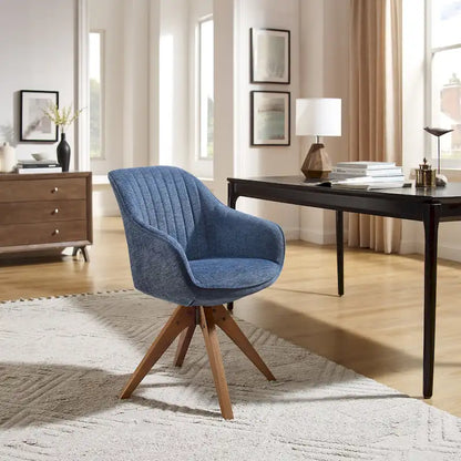 Mid-Century Modern Swivel Arm Accent Chair with Wood Legs