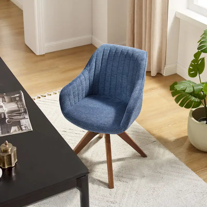 Mid-Century Modern Swivel Arm Accent Chair with Wood Legs