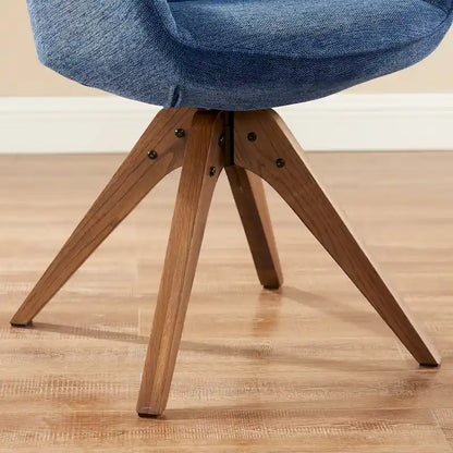 Mid-Century Modern Swivel Arm Accent Chair with Wood Legs