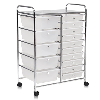 15-drawer Utility Organizer Rolling Cart with Wheels