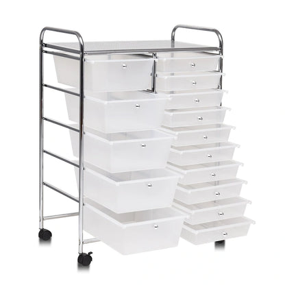 15-drawer Utility Organizer Rolling Cart with Wheels