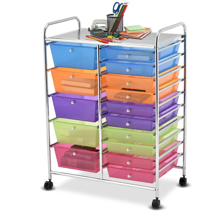 15-drawer Utility Organizer Rolling Cart with Wheels