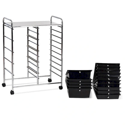 15-drawer Utility Organizer Rolling Cart with Wheels