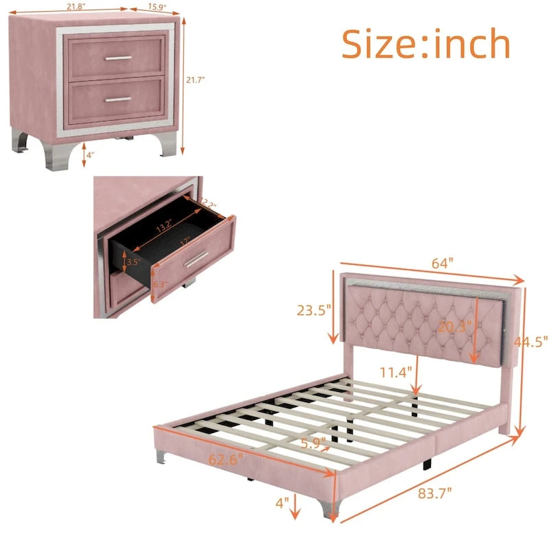 Upholstered Platform Bed (Look at the options before placing an order)