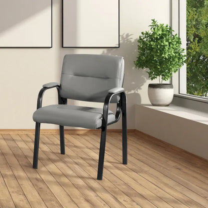 Guest Chair in Faux Leather and Black Finish Frame