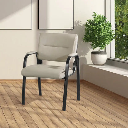 Guest Chair in Faux Leather and Black Finish Frame