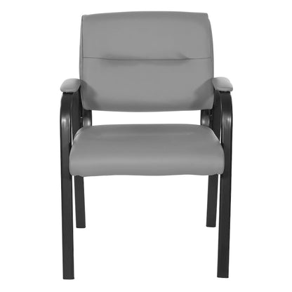 Guest Chair in Faux Leather and Black Finish Frame