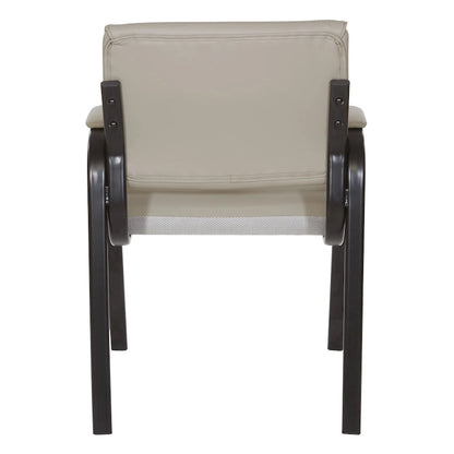 Guest Chair in Faux Leather and Black Finish Frame