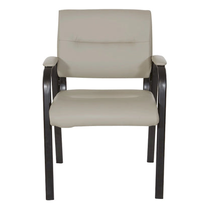 Guest Chair in Faux Leather and Black Finish Frame