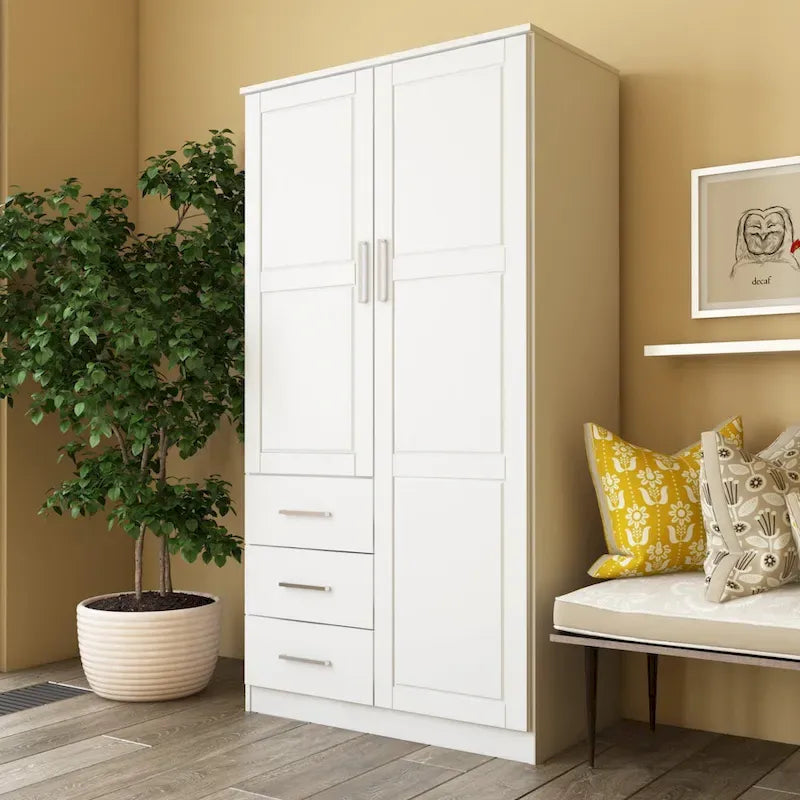  Imports 100% Solid Wood Metro Wardrobe Armoire with Solid Wood or Mirrored Doors
