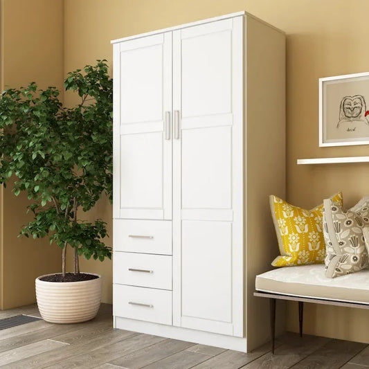  Imports 100% Solid Wood Metro Wardrobe Armoire with Solid Wood or Mirrored Doors