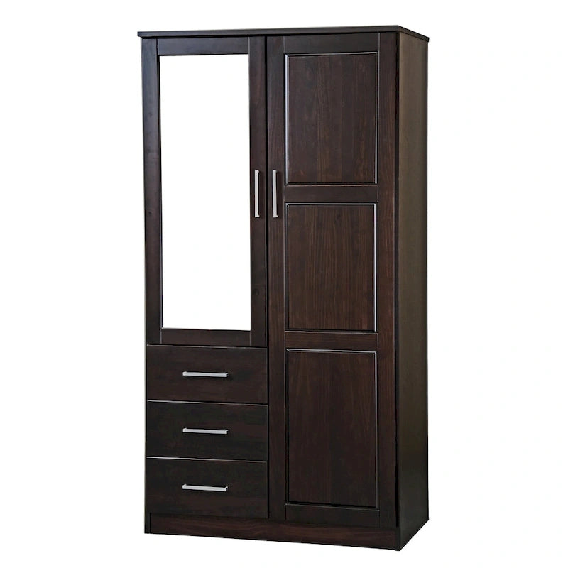 Imports 100% Solid Wood Metro Wardrobe Armoire with Solid Wood or Mirrored Doors