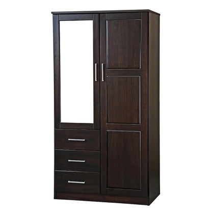 Imports 100% Solid Wood Metro Wardrobe Armoire with Solid Wood or Mirrored Doors