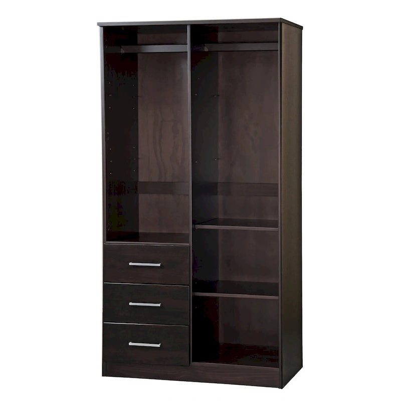 Imports 100% Solid Wood Metro Wardrobe Armoire with Solid Wood or Mirrored Doors