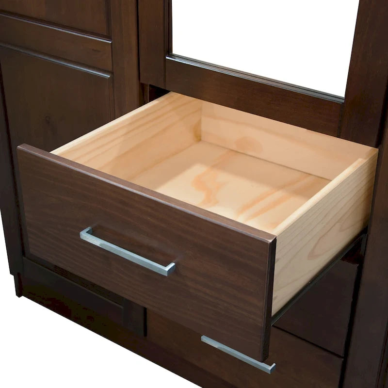Imports 100% Solid Wood Metro Wardrobe Armoire with Solid Wood or Mirrored Doors