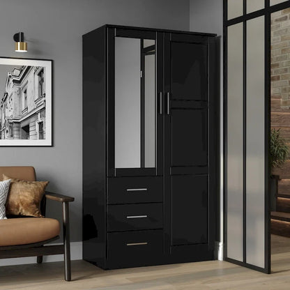 Imports 100% Solid Wood Metro Wardrobe Armoire with Solid Wood or Mirrored Doors