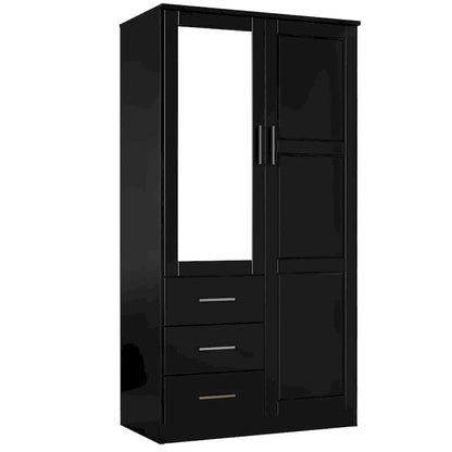 Imports 100% Solid Wood Metro Wardrobe Armoire with Solid Wood or Mirrored Doors