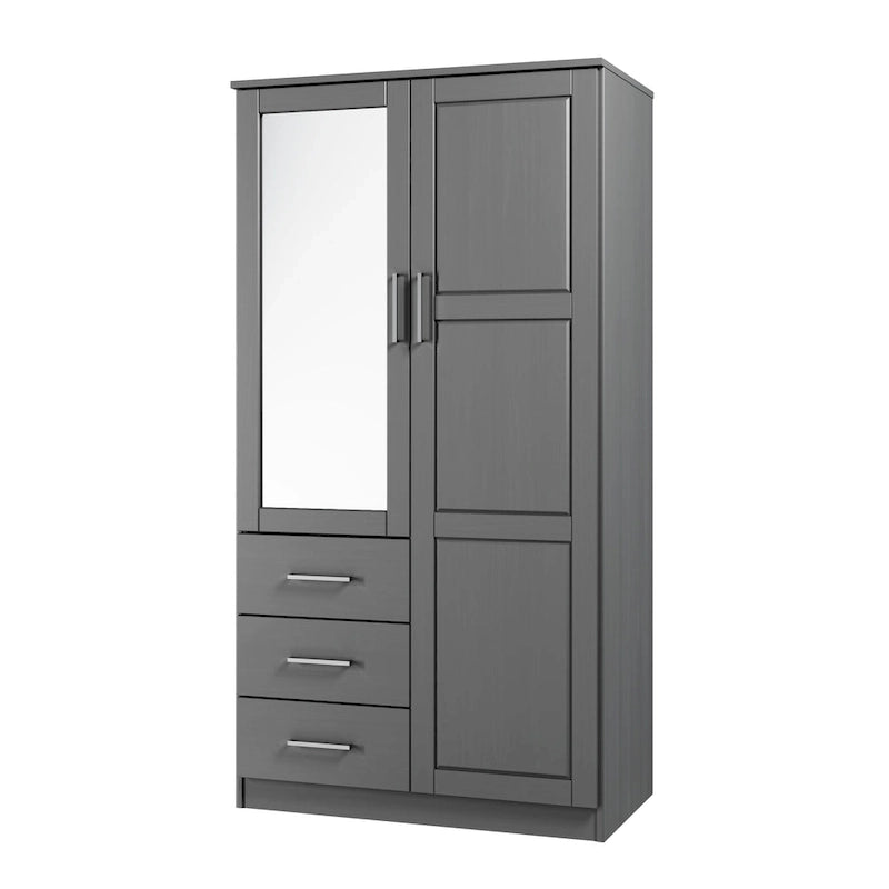 Imports 100% Solid Wood Metro Wardrobe Armoire with Solid Wood or Mirrored Doors