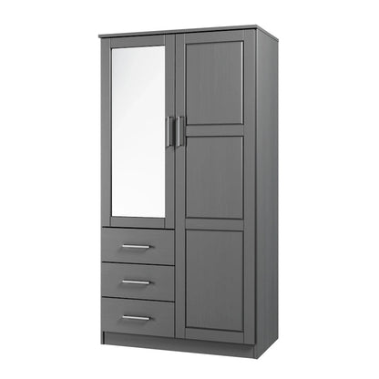 Imports 100% Solid Wood Metro Wardrobe Armoire with Solid Wood or Mirrored Doors