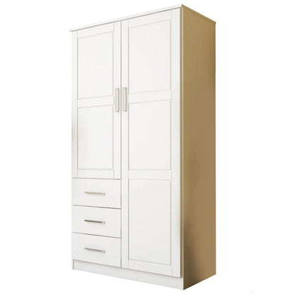 Imports 100% Solid Wood Metro Wardrobe Armoire with Solid Wood or Mirrored Doors