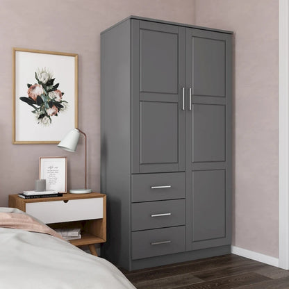 Imports 100% Solid Wood Metro Wardrobe Armoire with Solid Wood or Mirrored Doors