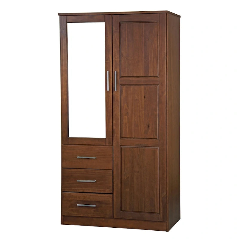 Imports 100% Solid Wood Metro Wardrobe Armoire with Solid Wood or Mirrored Doors