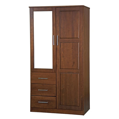 Imports 100% Solid Wood Metro Wardrobe Armoire with Solid Wood or Mirrored Doors