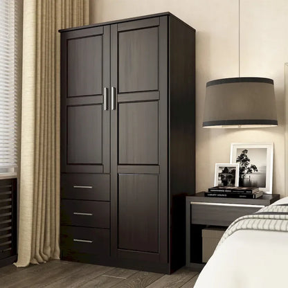 Imports 100% Solid Wood Metro Wardrobe Armoire with Solid Wood or Mirrored Doors
