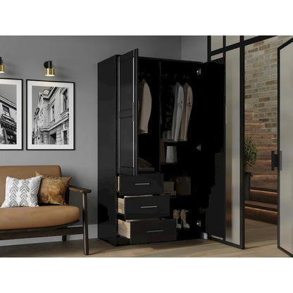 Imports 100% Solid Wood Metro Wardrobe Armoire with Solid Wood or Mirrored Doors