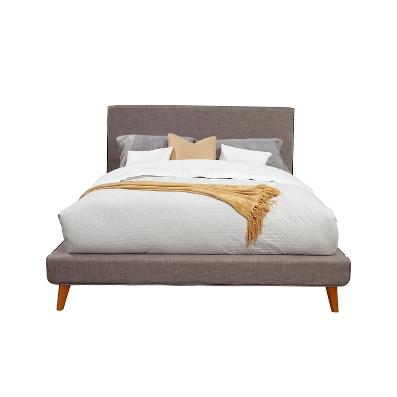 Dark Grey Upholstered Platform Bed