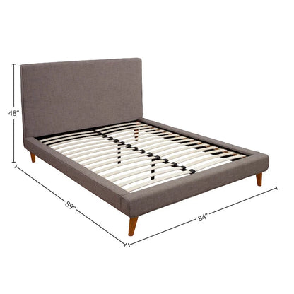 Dark Grey Upholstered Platform Bed