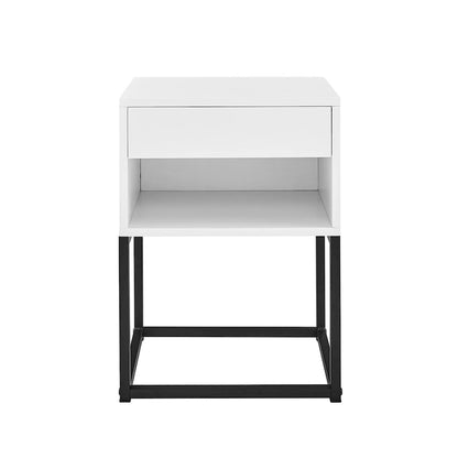 Simple End Table with Drawer and Shelf for Any Room,Nightstand,Metal Leg Design