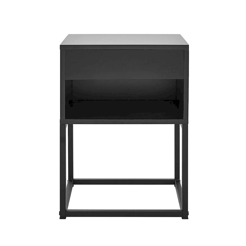 Simple End Table with Drawer and Shelf for Any Room,Nightstand,Metal Leg Design