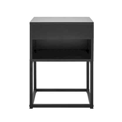 Simple End Table with Drawer and Shelf for Any Room,Nightstand,Metal Leg Design