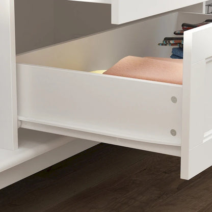 63W Wood Family Wardrobe Armoire Closet White Lacquer Clothing Rods