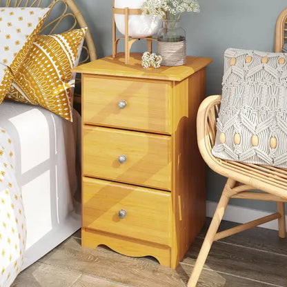 Imports 100% Solid Wood 3-Drawer Nightstand with Metal or Wooden Knobs
